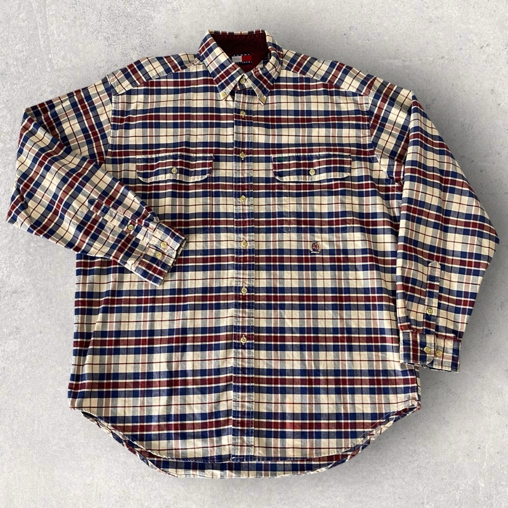 Vintage Tommy Hilfiger Multicolor Plaid‎ Casual Shirt with Crest